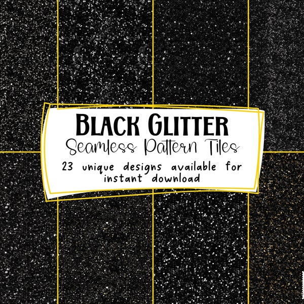 Black Glitter Background Digital Papers Seamless Patterns Printable Paper Set Personal & Commercial Use