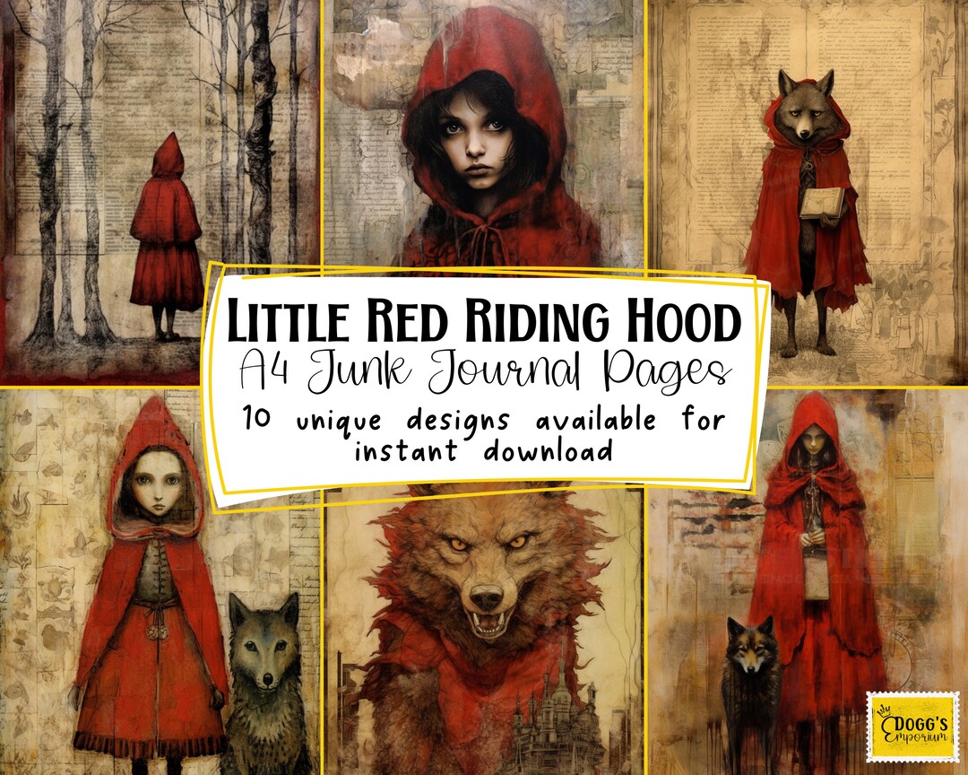 Little Red Riding Hood A4 Digital Papers Vintage Junk Journal Spooky ...