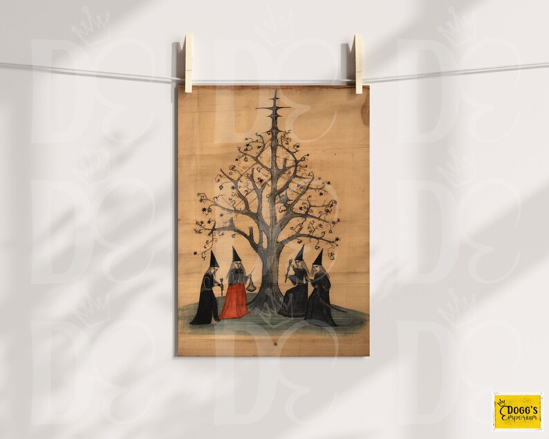 Witches Medieval Illustrations A4 Digital Papers Vintage Junk Journal Scrapbooking Printable ...