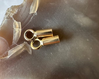 14K solid gold Tube End Caps size 1.5mm Solid yellow gold - 1 pair (2 pieces)