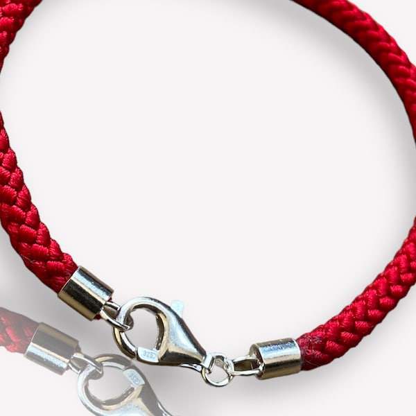 Kabbalah Bracelet Red Silk 3mm Braided with Silver 925 End Caps