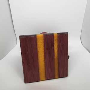 Hardwood Coaster Set with Epoxy Accent, Real Wood, Handmade Coasters, Epoxy with Wood Coasters