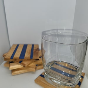 Hardwood Coaster Set with Epoxy Accent, Real Wood, Handmade Coasters, Epoxy with Wood Coasters