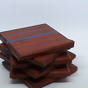 Hardwood Coaster Set with Epoxy Accent, Real Wood, Handmade Coasters, Epoxy with Wood Coasters