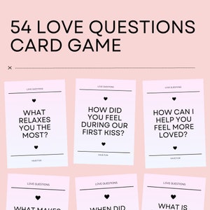 Liefdesvragen kaartspel | Gespreksstarters voor dates, getrouwde koppels en partners | 54 gespreksstarter kaarten printable in liefde thema