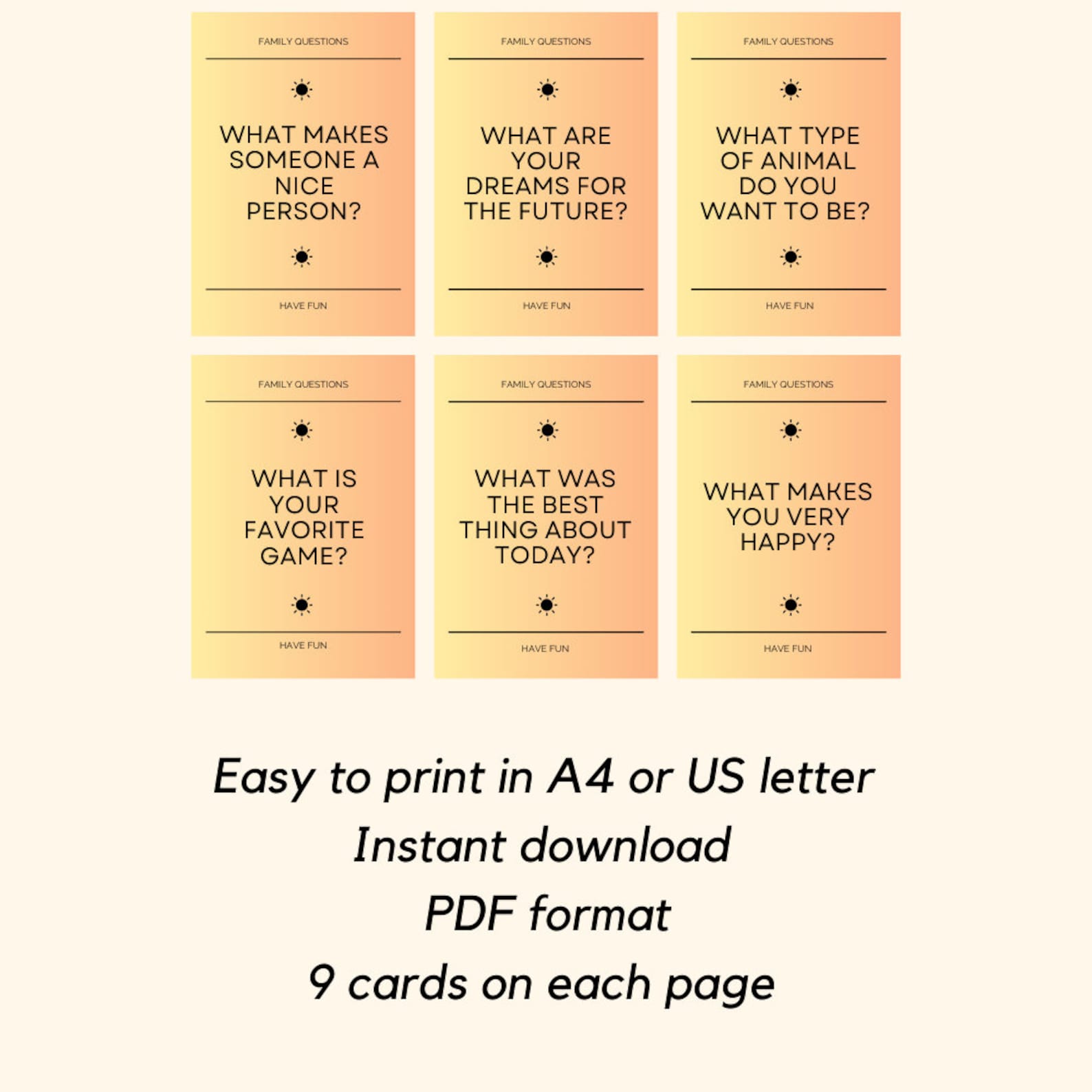 Kids Question Card Family With Kids Questions Card Game | 54 Conversation Cards Kids ...