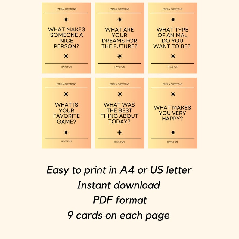 Family With Kids Questions Card Game | 54 Conversation Cards Kids ...
