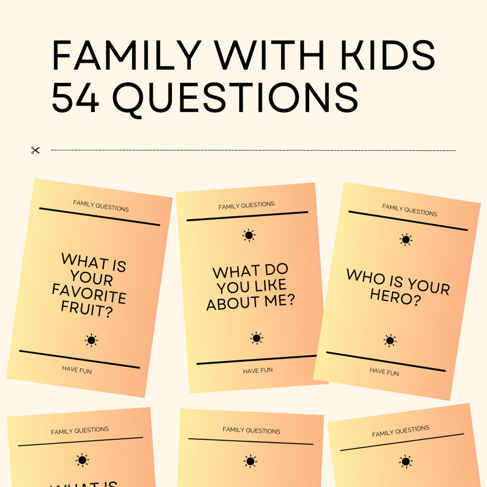 Family With Kids Questions Card Game | 54 Conversation Cards Kids ...
