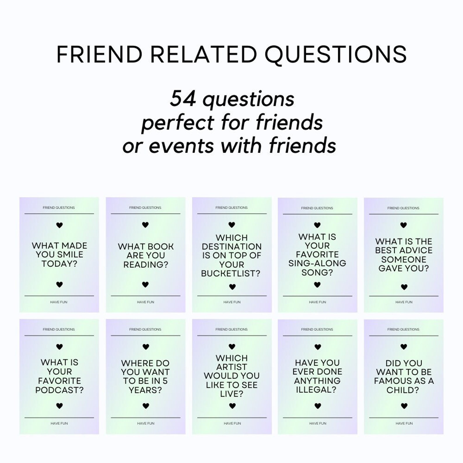 Friend Questions Get to Know Your Friend 54 Conversation Starters for ...