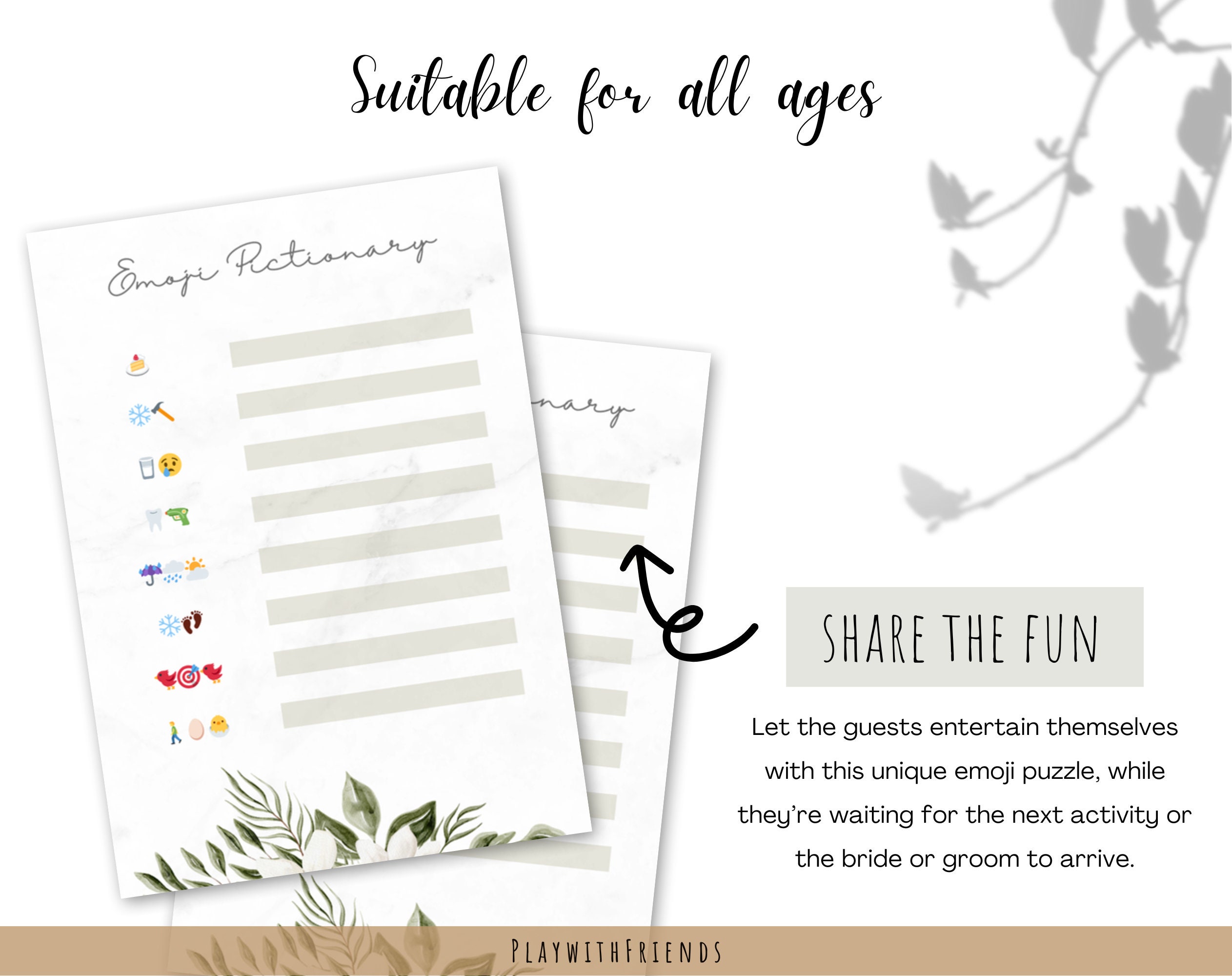 Emoji Pictionary Guessing Game for Bridal Shower, Wedding, Engagement ...