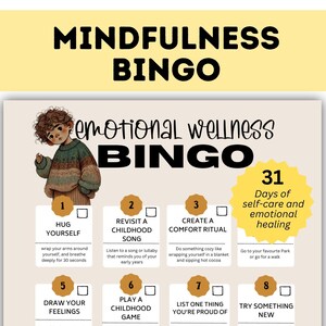 Mental Wellness Bingo Inner Child Printable Tracker Healing Game for Adults Trauma Recovery Support Self Help Bucket List Therapy Cards PDF