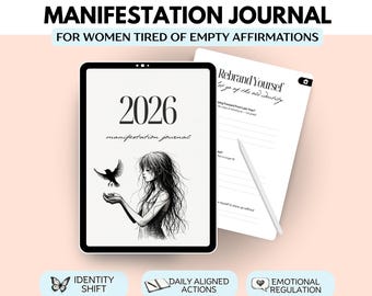 Manifestation Journal 2026 for Women with Emotional Regulation and Identity Shift Daily Digital Printable Mindset Planner Law of Attraction