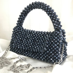 Crystal Beaded Bag,Beaded Bag,Bead Bag, Beaded Shoulder Bag,Top Handle Bags,Women's Bead Bag,Women's handbags,Bridal Pearl,Luxury Beaded Bag