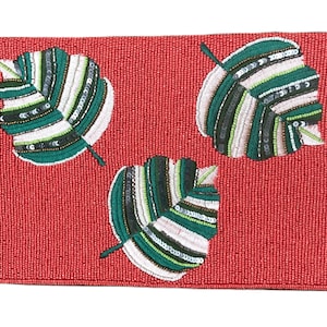 Floral Beaded Purse, Red Leaf Beaded Purse, Beaded Clutch Purse, Beaded Bag, Party Purse, Beaded Purse, Flower Beaded Bag, Beaded Rose Purse