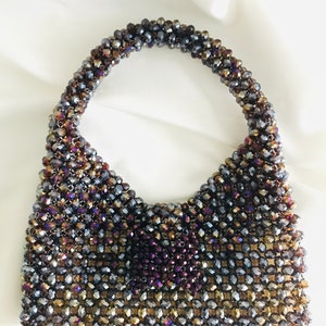 Crystal Beaded Bag,Beaded Bag,Bead Bag, Beaded Shoulder Bag,Top Handle Bags,Women's Bead Bag,Women's handbags,Bridal Pearl,Luxury Beaded Bag