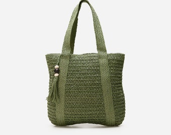 Boho Straw tote bag,beach bag,travel bag,beach tote,woven bag,boho bag,gift for her,shoulder bag,handmade bag,summer bag,crochet bag,straw