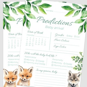 Carte de Prédiction pour Baby Shower - Jeu pour Baby Shower - Baby Shower - Fête prénatal - Téléchargement Instantané - En Anglais