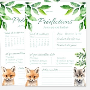Carte de Prédiction pour Baby Shower - Jeu pour Baby Shower - Baby Shower - Fête prénatal - Téléchargement Instantané - En Français