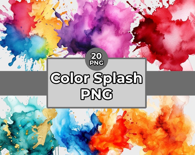 Watercolor Color Splash Clipart: PNG Graphics for Commercial Use ...