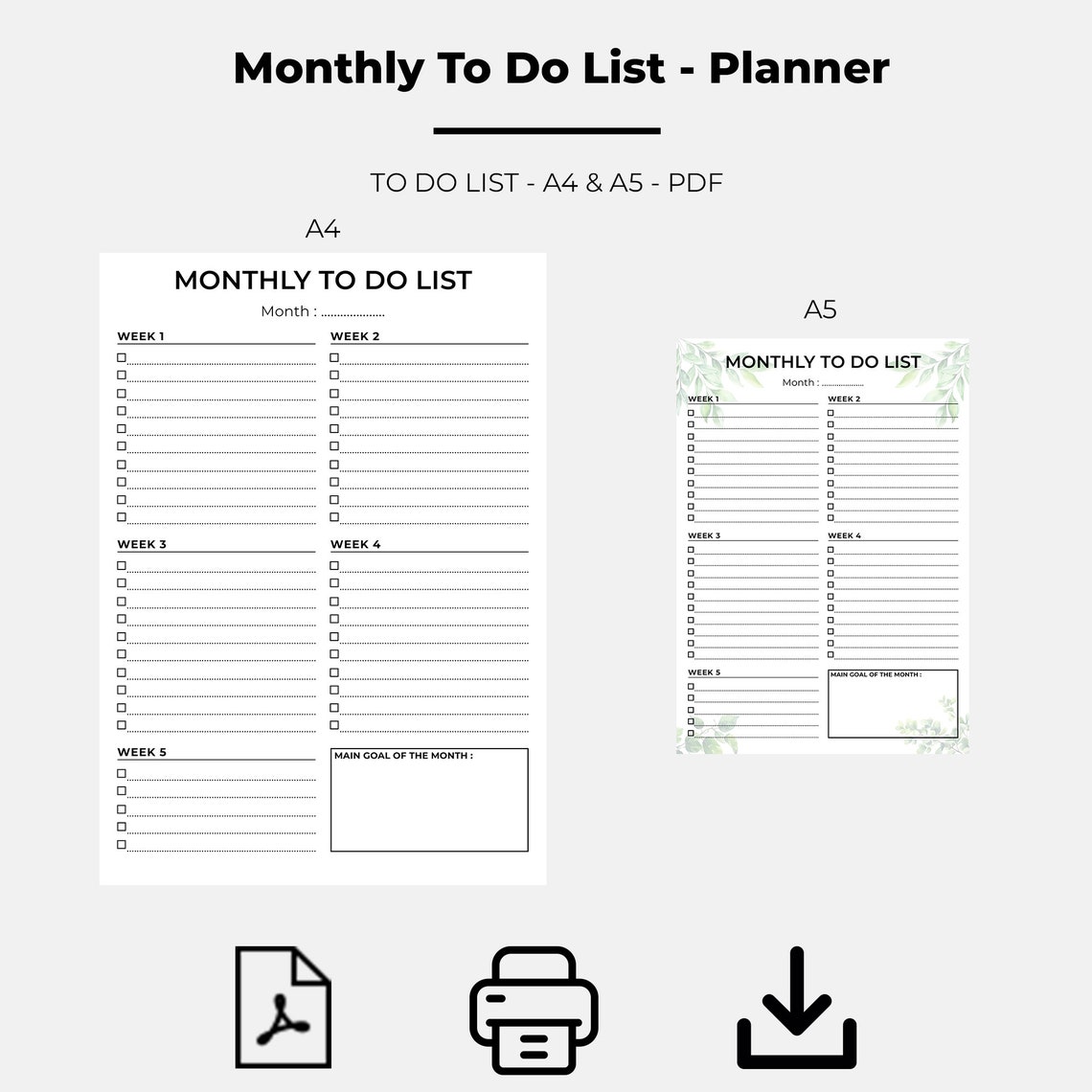 Printable Monthly to Do List Printable Monthly Task List Template to Do ...