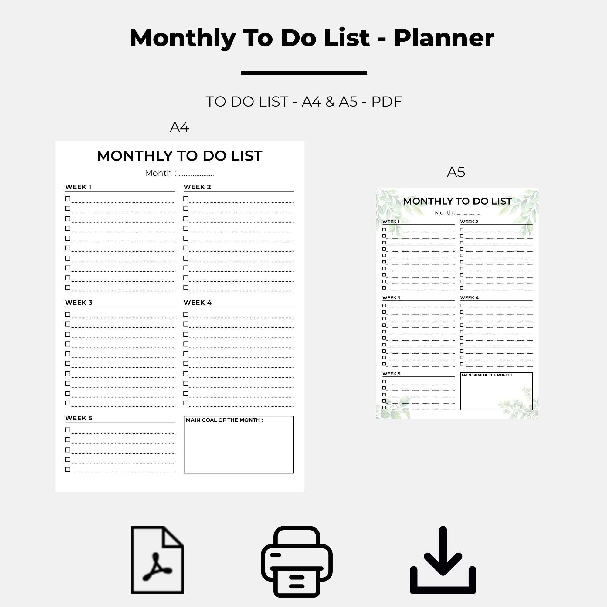 Printable Monthly to Do List Printable Monthly Task List Template to Do ...