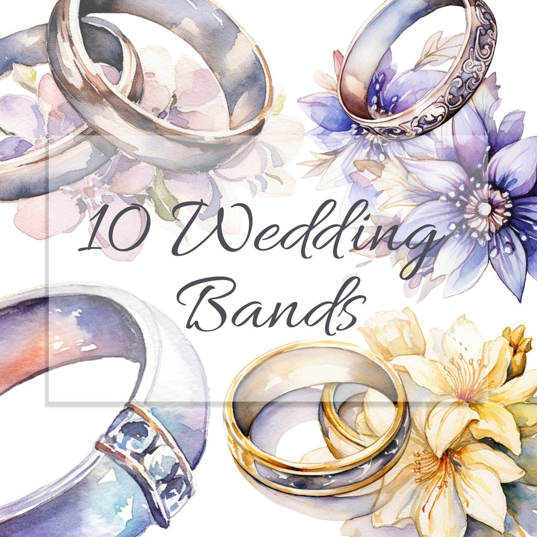 Watercolor Wedding Bands Clipart - Rings Clipart - Wedding Rings ...