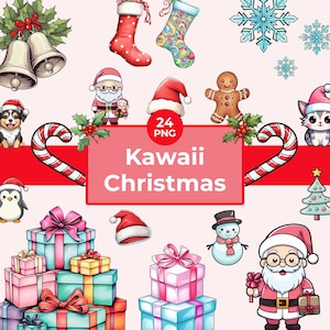 Cute Christmas Clipart - Kawaii Christmas Clipart - Christmas 2023 Bundle - Perfect to Make Sticker - Snowflake - Commercial Use - PNG