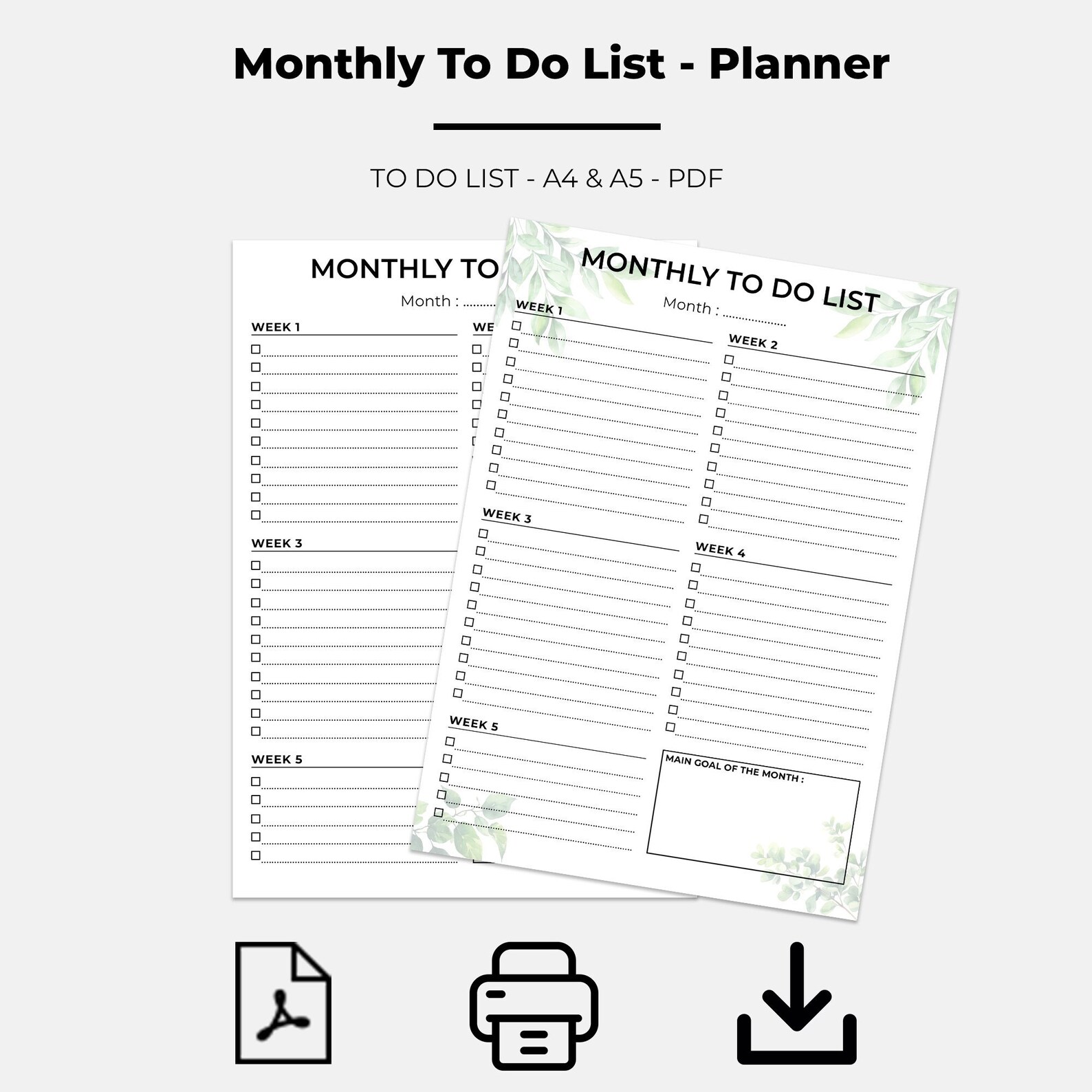 Printable Monthly to Do List - Printable Monthly Task List - Template ...