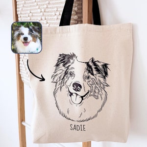 Pet Portrait Bag Using Photo, Custom Bag, Tote Bags, Bag Shoulder, Travel Bag, Travelling Bag, Dog Portrait Bag, Dog Lover Gift, Canvas Tote