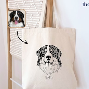 Custom Bag, Tote Bags, Bag Shoulder, Travel Bag, Travelling Bag, Pet Portrait, Dog Portrait Tote Bag, Dog Lover Gift, Cute Bag, Canvas Tote