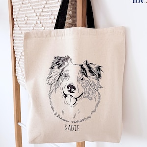 Custom Pet Portrait Tote Bag, Dog Portrait, Pet Illustration, Dog Lover Gift, Market Bag, Tote Bags, Travel Bag, Travelling Bag, Canvas Tote