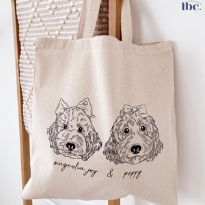 Custom Bag, Tote Bags, Bag Shoulder, Travel Bag, Travelling Bag, Pet Portrait, Dog Portrait Tote Bag, Dog Lover Gift, Cute Bag, Canvas Tote