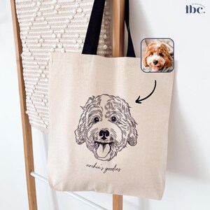 Custom Bag, Tote Bags, Bag Shoulder, Travel Bag, Travelling Bag, Pet Portrait, Dog Portrait Tote Bag, Dog Lover Gift, Cute Bag, Canvas Tote