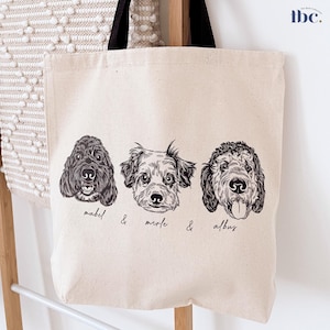 Custom Bag, Tote Bags, Bag Shoulder, Travel Bag, Travelling Bag, Pet Portrait, Dog Portrait Tote Bag, Dog Lover Gift, Cute Bag, Canvas Tote