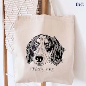 Custom Bag, Tote Bags, Bag Shoulder, Travel Bag, Travelling Bag, Pet Portrait, Dog Portrait Tote Bag, Dog Lover Gift, Cute Bag, Canvas Tote