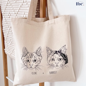 Custom Bag, Tote Bags, Bag Shoulder, Travel Bag, Travelling Bag, Pet Portrait, Dog Portrait Tote Bag, Dog Lover Gift, Custom Cat Tote Bag