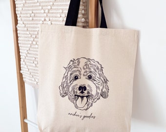 Custom Bag, Tote Bags, Bag Shoulder, Travel Bag, Travelling Bag, Pet Portrait, Dog Portrait Tote Bag, Dog Lover Gift, Cute Bag, Canvas Tote