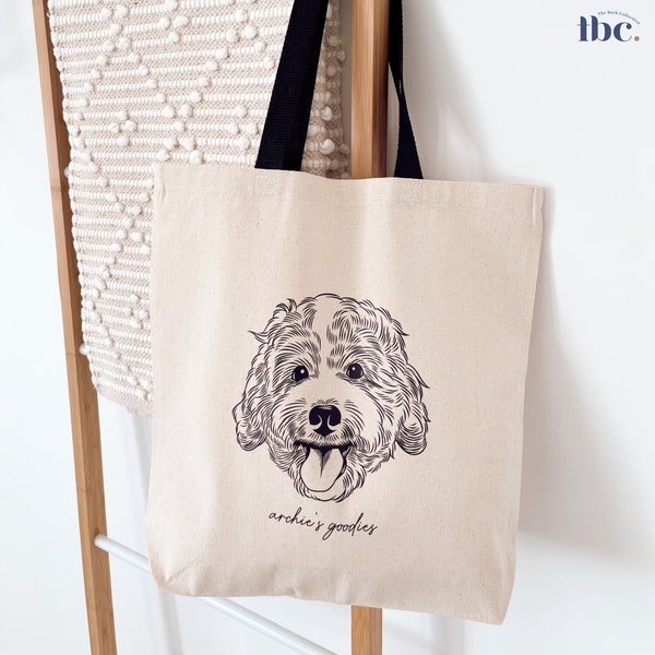 Custom Bag, Tote Bags, Bag Shoulder, Travel Bag, Travelling Bag, Pet Portrait, Dog Portrait Tote Bag, Dog Lover Gift, Cute Bag, Canvas Tote