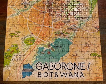 Jouet Famille Géographie Éducation Amusant Jigsaw Puzzle Ludo-éducatif Gaborone Botswana Afrique Poster