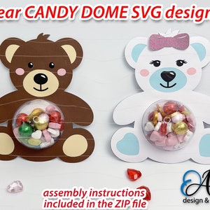 Ours en peluche Candy Dome Svg | Shower de bébé ours en peluche | Candy Holder Svg coupe fichiers | DIY Party Favors Box Svg | Fichier de coupe de papier Cricut