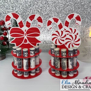 Portamonedas navideño con forma de pastel Svg/ Monedero navideño con forma de pastel/ Ideas de regalos para ella, él y sus amigos/ Adorno para portamonedas con forma de bastón de caramelo