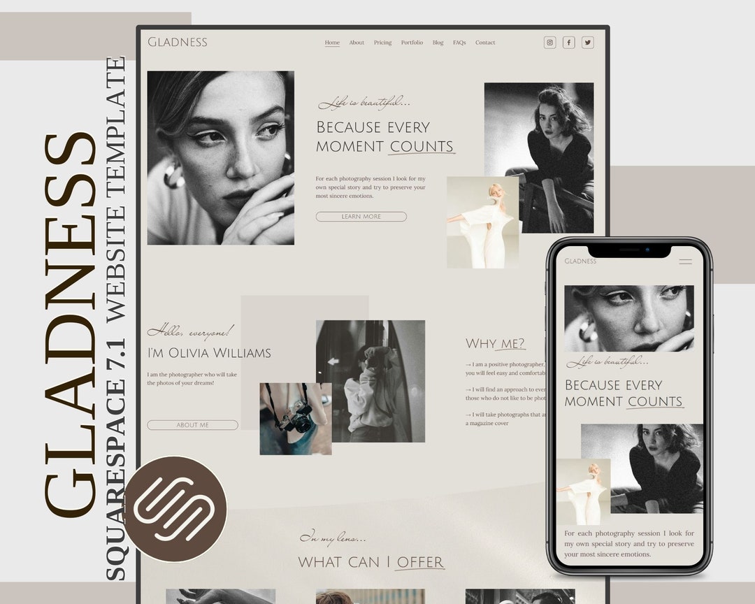 Photography Website Template, Squarespace 7.1 Wedding Photographer