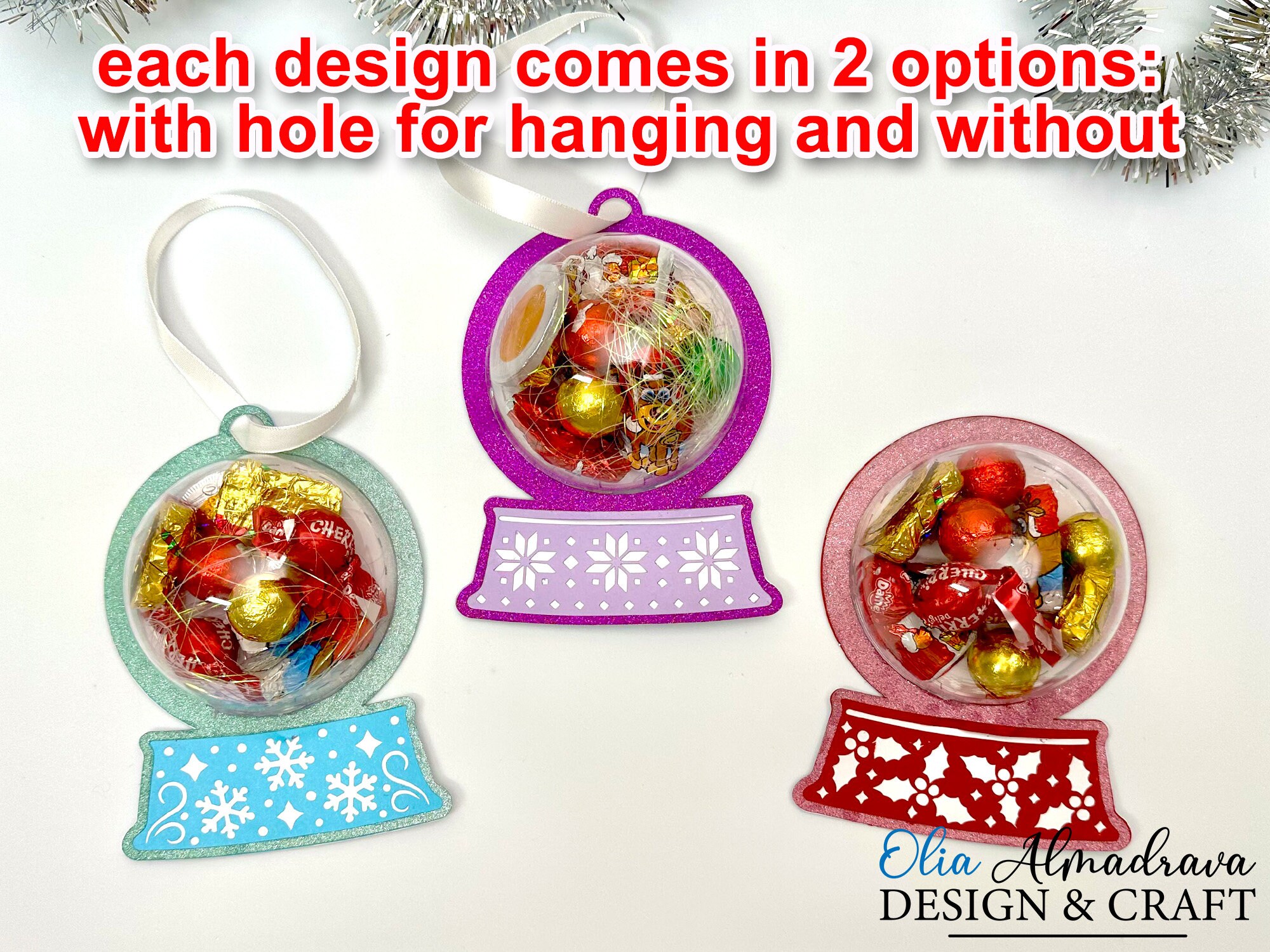 Snow Globes Candy Dome SVG Templates| Christmas Candy Holder Svg ...
