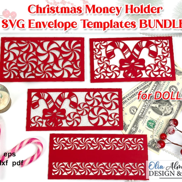 Christmas Money Wallet Cut File, Money Envelopes For Him or Her, Christmas Money Cash Holder Svg | Envelope Templates Diy Paper for Dollar