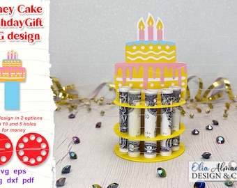 Birthday Money Gift Idea For Her Or Him | Birthday Cake Money Holder Svg| Diy Birthday Gifts For Friends| Money Cash Holder for Anniversary