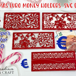 Weihnachtsgeldbrieftasche für EURO Cut-Dateien, Geldumschläge für Sie oder Ihn, Weihnachtsgeldhalter geschnitten Datei | Briefumschlag Vorlagen Basteln Papier