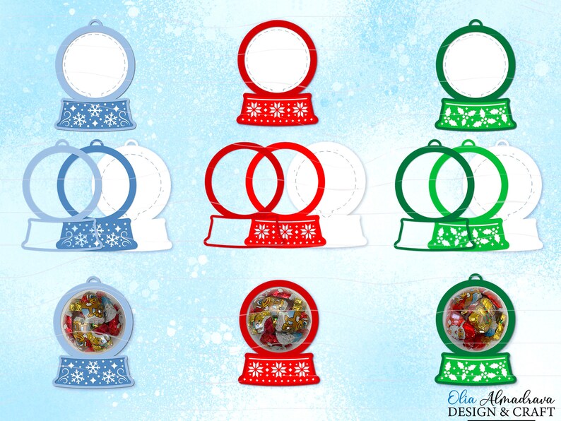 Snow Globes Candy Dome SVG Templates| Christmas Candy Holder Svg ...
