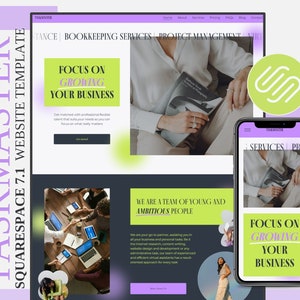 Virtual Assistant Website Template, Marketing Agency Squarespace 7.1 Website Design, Social Media Manager, Digital Agency Bright Website