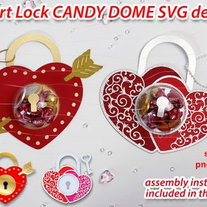 Heart Lock Candy Dome Svg | Lembrancinhas de casamento para convidados | Arquivos de corte de porta-doces românticos | Caixa de lembrancinhas DIY Svg | Arquivo de corte de papel Cricut