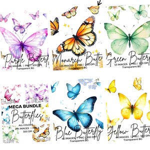 Farfalla PNG Farfalle rosa Clipart Acquerello Farfalla primaverile Clip art Pacchetto per arredamento, design, stampa, invito, decorazione, arte murale immagine 6